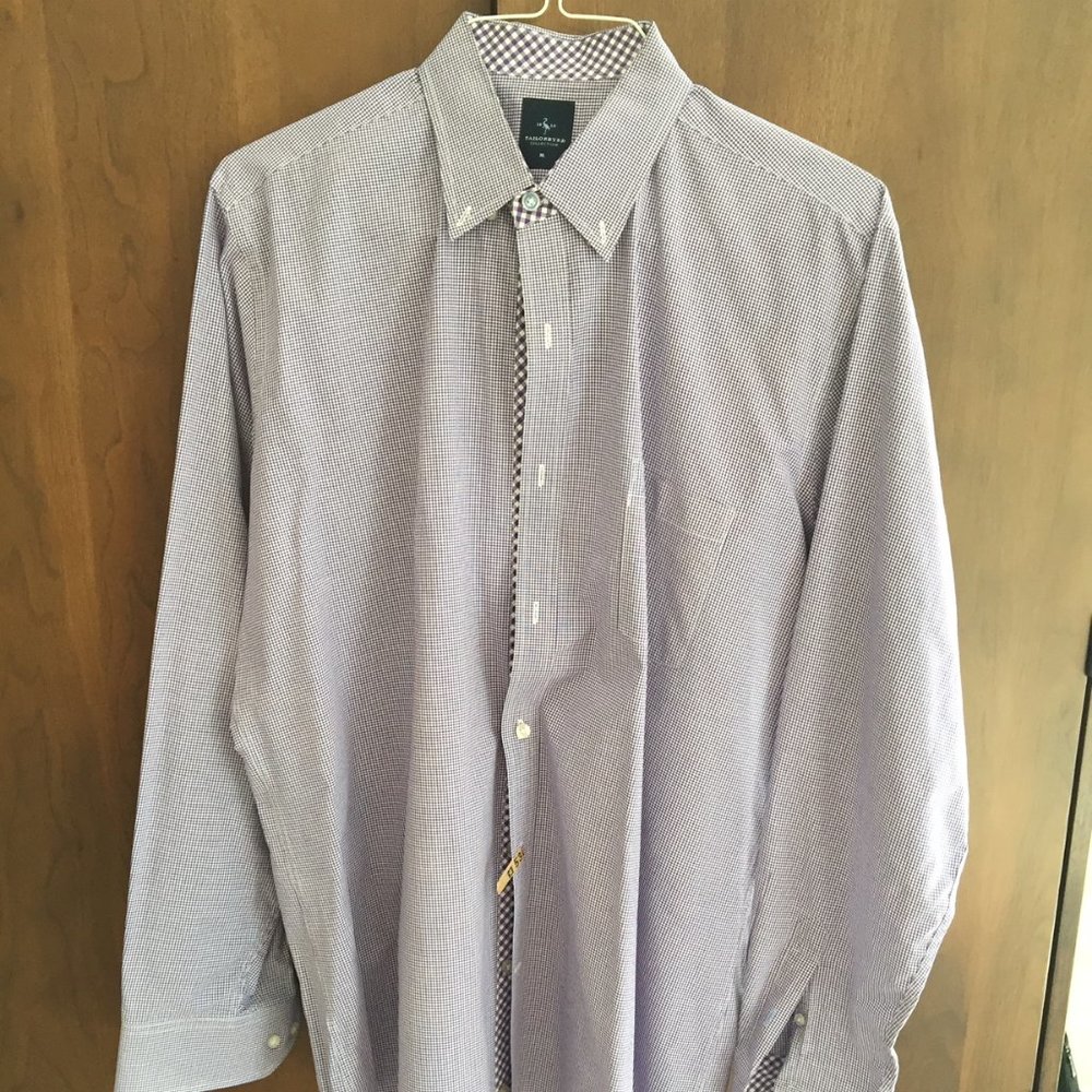 TAILORBYRD- Men's Dress Shirt - Purple and White Gingham